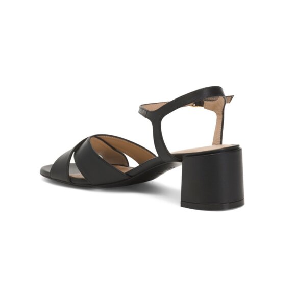 STUART WEITZMAN Black Made In Spain Leather Dayna Block 50 Heeled Sandals - Picture 2 of 2